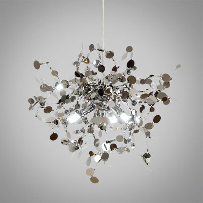 Leaf-Branch Stainless-Steel LED Chandelier – 500 mm Nordic Pendant – Duvencioglu