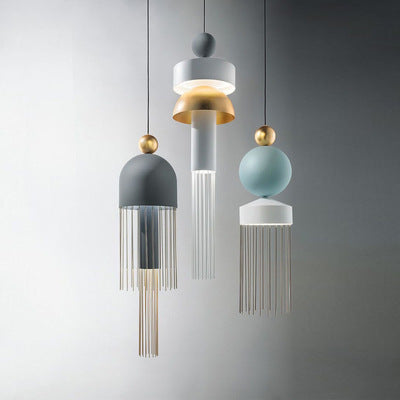 Glass Tassel LED Chandelier – Iron Pendant for Bedroom & Living Room – Duvencioglu