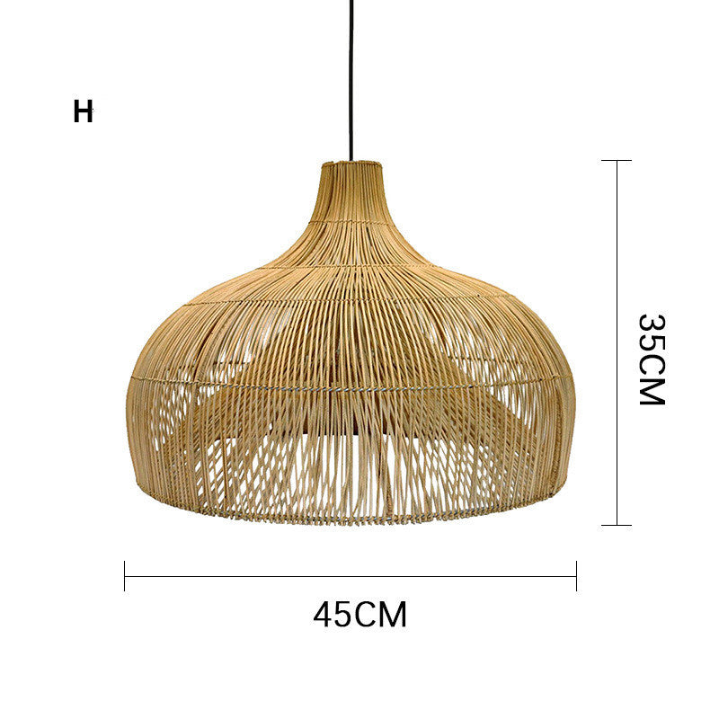 Southeast Asian Rattan Art Chandelier – LED Pendant for Restaurants & Tea Houses – Duvencioglu