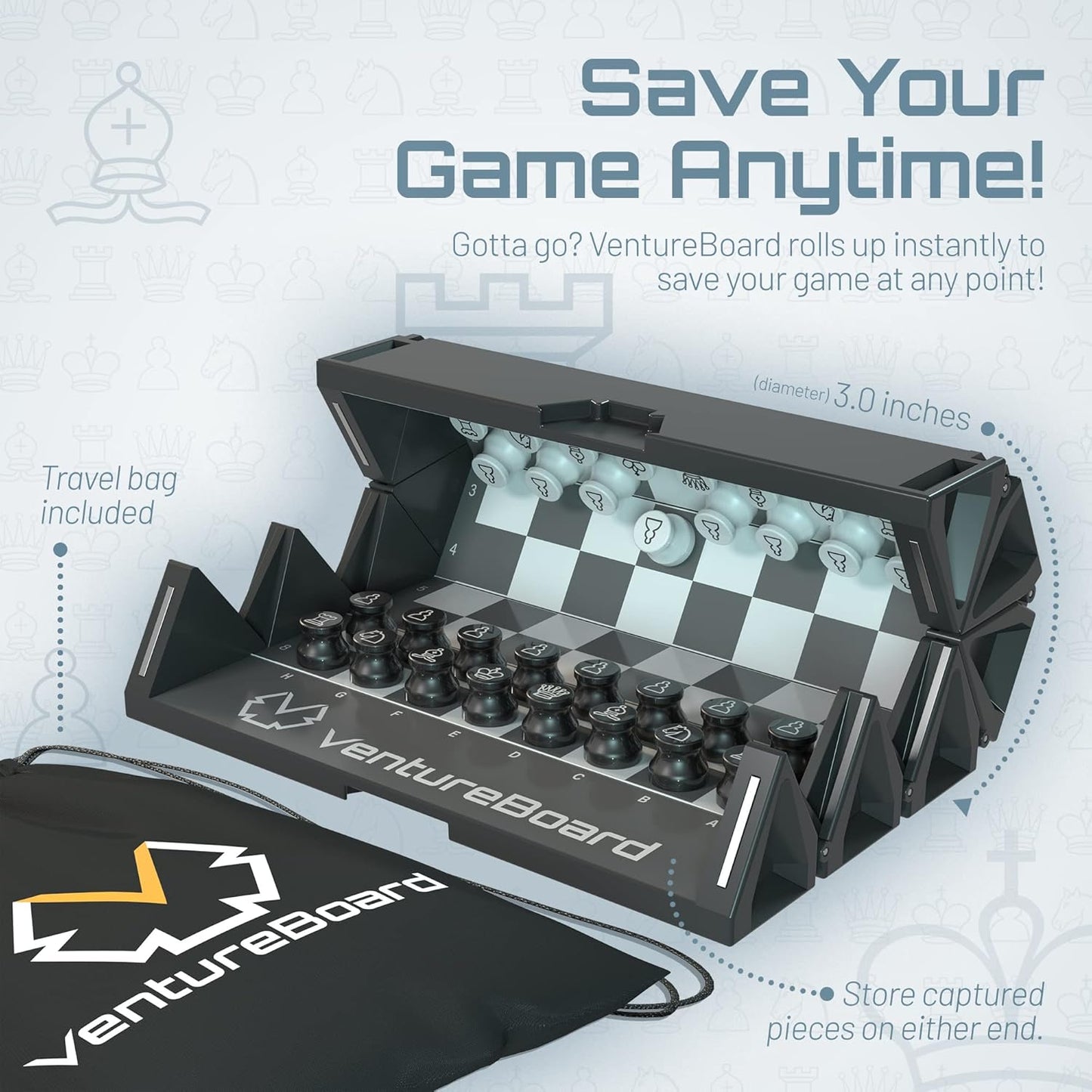 Portable Travel Chess Set with Folding Board