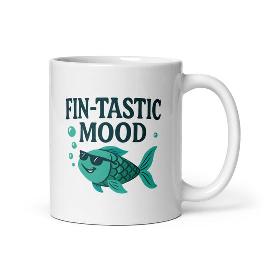 Fin-Tastic Mood Mug – Funny Cool Fish Cup, Retro Ocean Vibes Gift – Duvencioglu