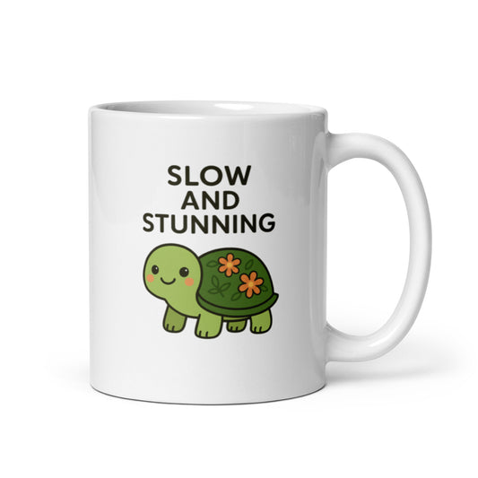 Slow and Stunning Turtle Mug – Cute Self-Love Gift, Motivational Animal Coffee Cup for Confident Women – Duvencioglu