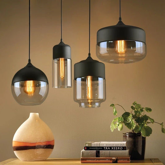 Industrial-Style Glass LED Chandelier – American Vintage Pendant – Duvencioglu