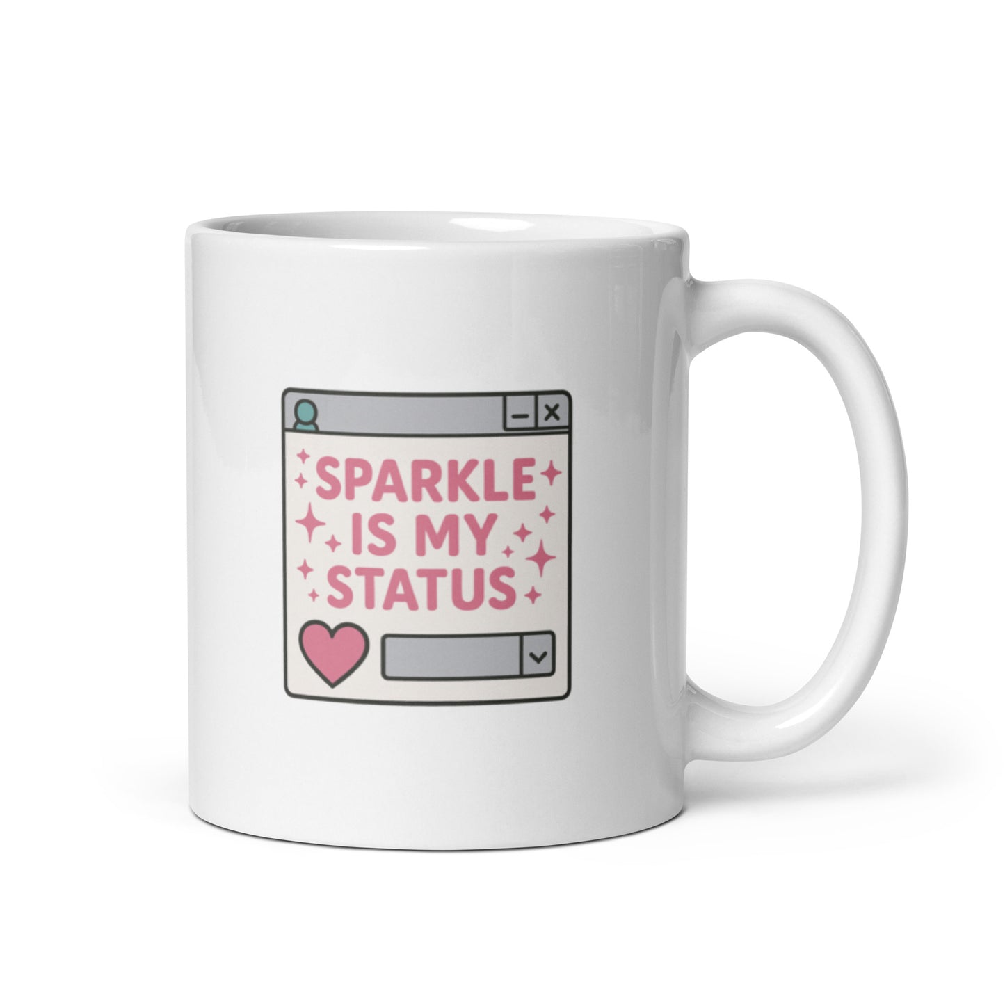 Sparkle Is My Status Mug – Retro Chat Aesthetic Quote Gift with Glitter Vibes – Duvencioglu