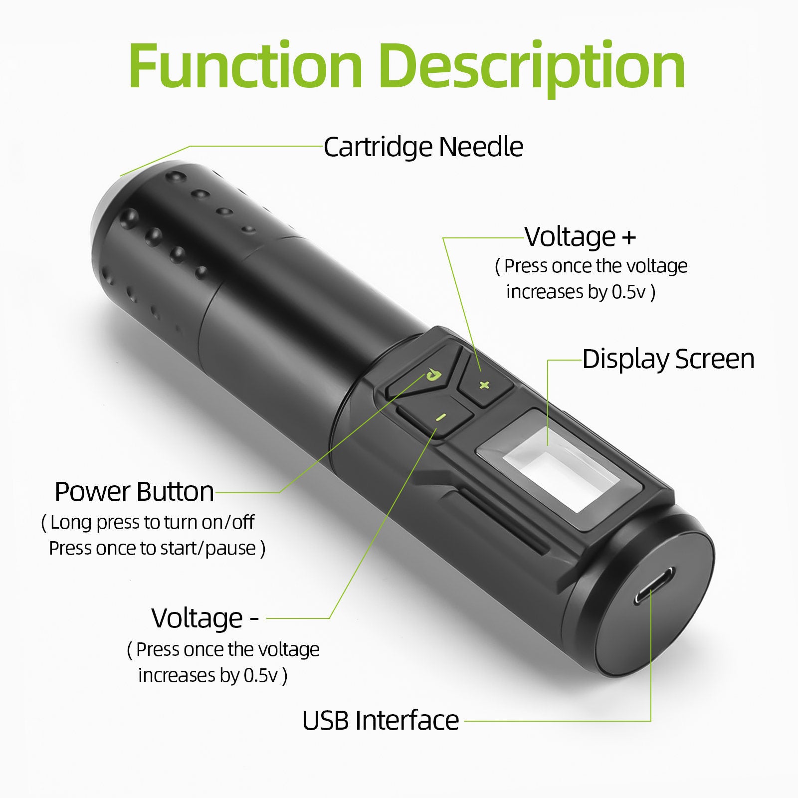 Adjustable Radio Source Tattoo Pen - Mini Motor Machine with USB Charging – Duvencioglu