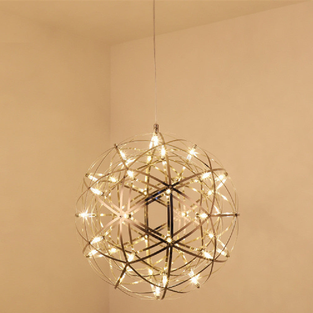 Spark Ball “Full Sky” Star Chandelier – Stainless-Steel LED Pendant – Duvencioglu