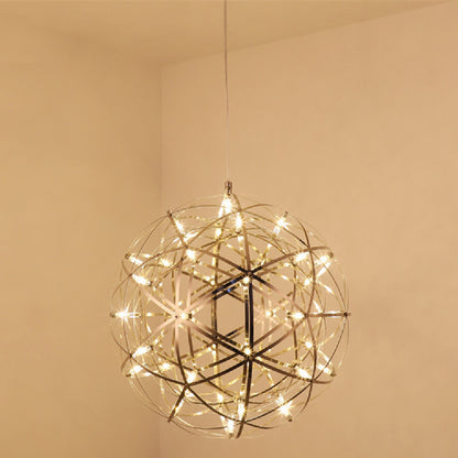 Spark Ball “Full Sky” Star Chandelier – Stainless-Steel LED Pendant – Duvencioglu