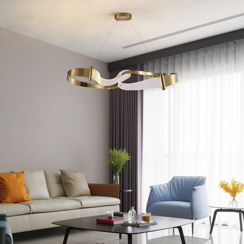 Light-Luxury Streamer LED Chandelier – 60 cm & 80 cm Iron Pendant – Duvencioglu