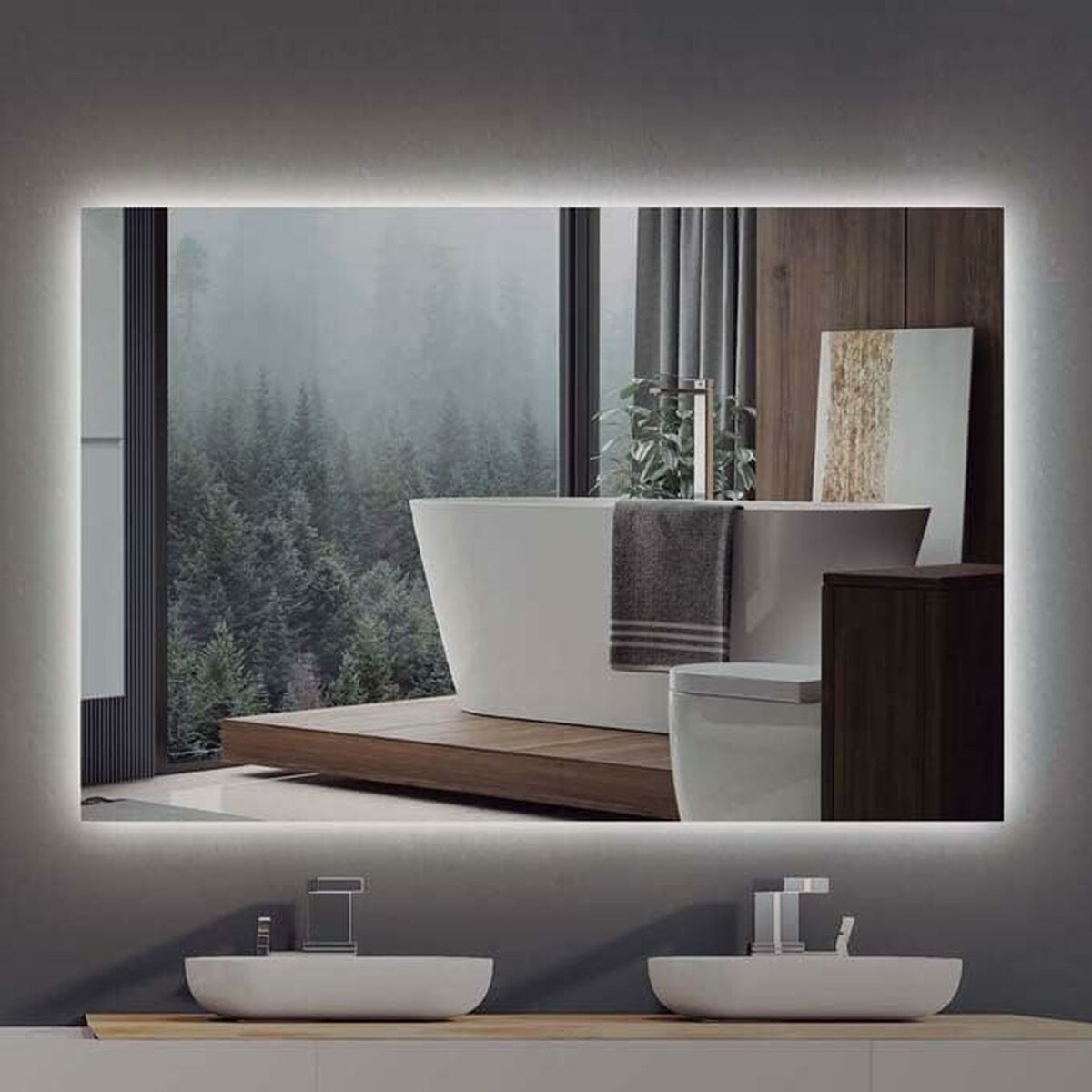 Bathroom mirror with LED light Ledimex SUEC006-90 90 x 80 cm Mirror – Duvencioglu