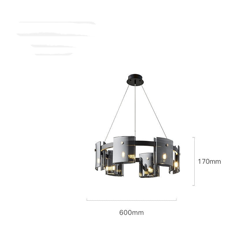 Modern Glass “Fish” LED Chandelier – 6/9-Head Smoke & Amber Pendant – Duvencioglu
