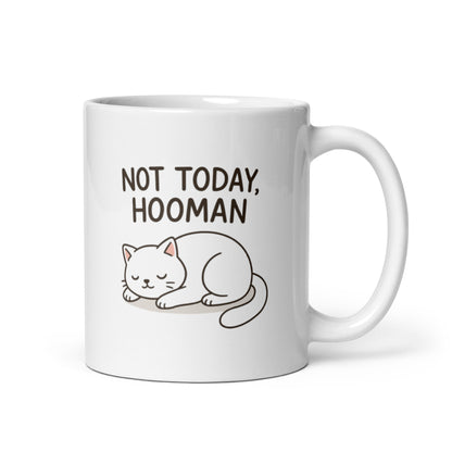 Not Today Hooman Cat Mug – Funny Lazy Cat Gift for Coffee Lovers – Duvencioglu