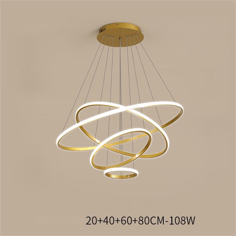 Smart Gold Multi-Ring LED Chandelier – Bluetooth, App & Voice Control – Duvencioglu