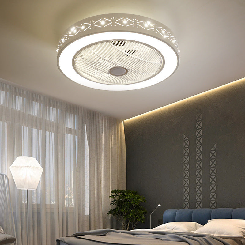 Pastoral 55 cm Invisible LED Fan Chandelier – Multi-Shape Metal Ceiling Light – Duvencioglu
