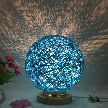 Creative Linen & Rattan Ball Table Lamp with Remote Control – Duvencioglu