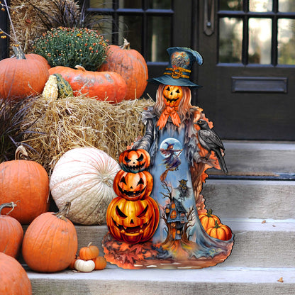 Halloween Pumpkin Wooden Door Décor - Handcrafted Door Hanger by G. DeBrekht (Made in USA) – Duvencioglu