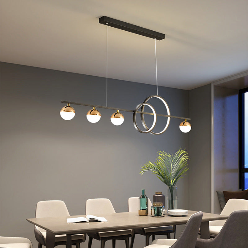 Nordic Rectangular LED Chandelier – Black & Gold 80/95/120 cm Pendant – Duvencioglu