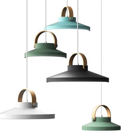 Nordic Macaron Wood Ring Chandelier – Single-Head Zinc Alloy Pendant – Duvencioglu