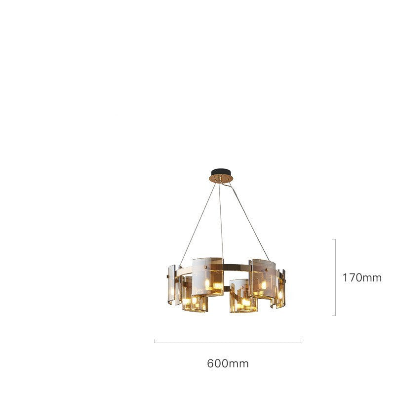 Modern Glass “Fish” LED Chandelier – 6/9-Head Smoke & Amber Pendant – Duvencioglu