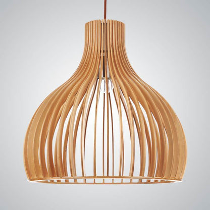 Nordic Bamboo Birdcage Wooden Chandelier – LED Art Pendant Light – Duvencioglu