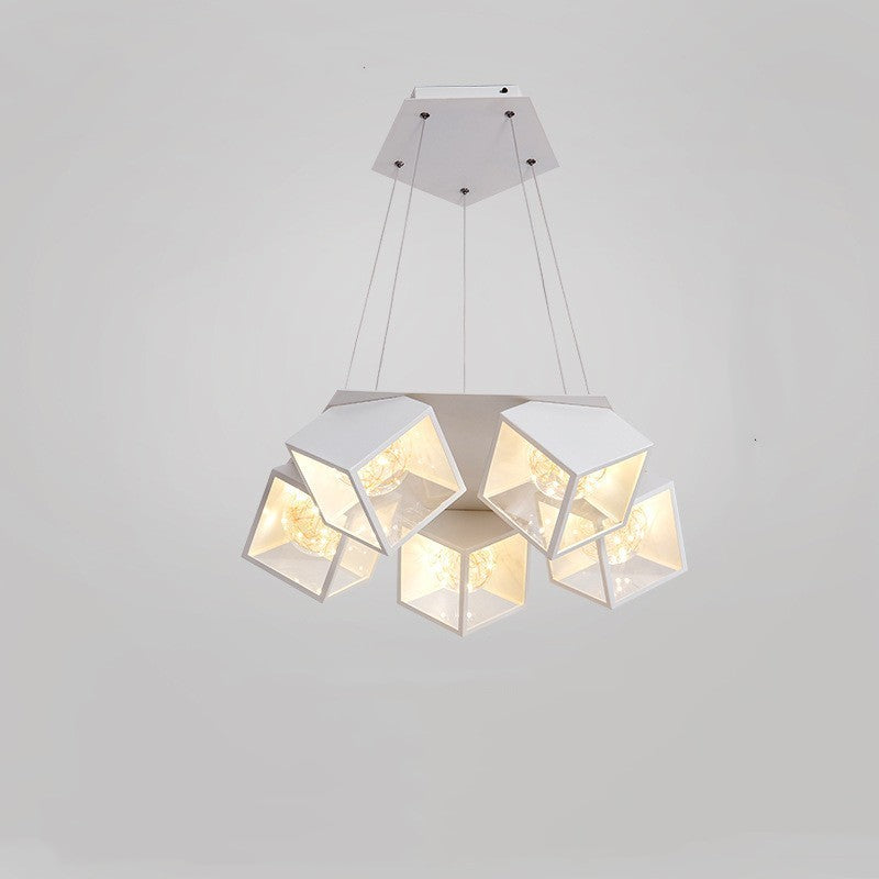 Nordic Star LED Chandelier – 5/7-Arm Iron Pendant Light (Black & White) – Duvencioglu