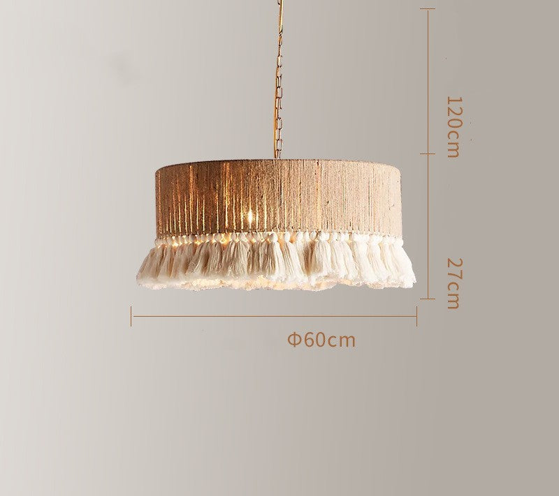 Bohemian Twine Tassel Chandelier – Vintage Rope Pendant (Ø30–60 cm) – Duvencioglu