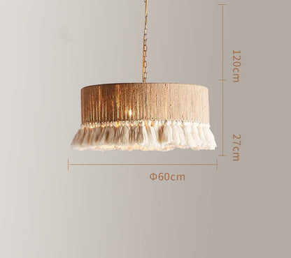 Bohemian Twine Tassel Chandelier – Vintage Rope Pendant (Ø30–60 cm) – Duvencioglu
