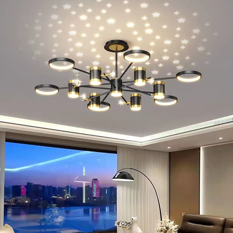 Stellar Nordic Iron LED Chandelier – Remote & Voice-Control Pendant, 1000 mm – Duvencioglu