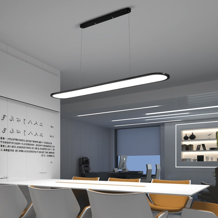 Linear Strip LED Chandelier – Modern Iron Pendant (White & Black) – Duvencioglu