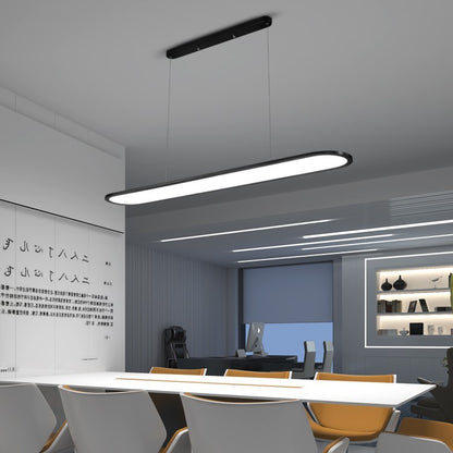 Linear Strip LED Chandelier – Modern Iron Pendant (White & Black) – Duvencioglu
