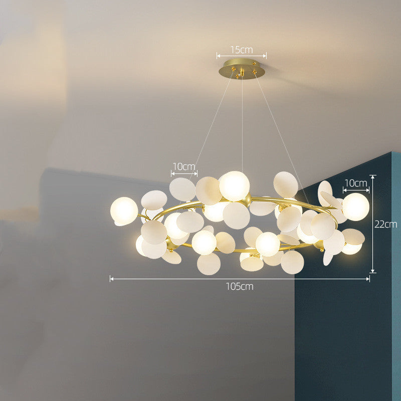 Nordic Minimalist Metal & Glass Chandelier – E27 Pendant Light (White/Grey/Color) – Duvencioglu