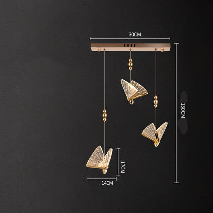 Butterfly Zinc-Alloy LED Chandelier – Remote-Control Pendant (1.5 m) – Duvencioglu