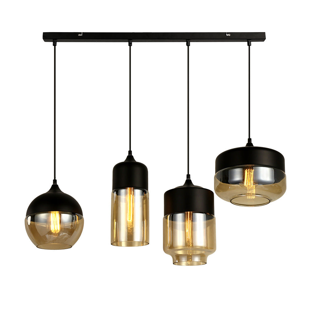 Modern Simplicity Glass Chandelier – Black Amber & Transparent – Duvencioglu