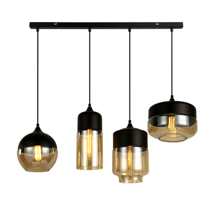 Modern Simplicity Glass Chandelier – Black Amber & Transparent – Duvencioglu