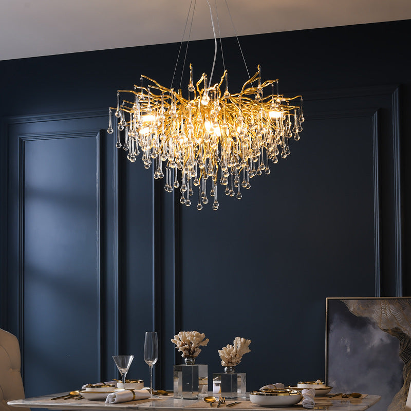 YST01 Postmodern Luxury Water-Drop Crystal LED Chandelier – 600 mm Pendant – Duvencioglu