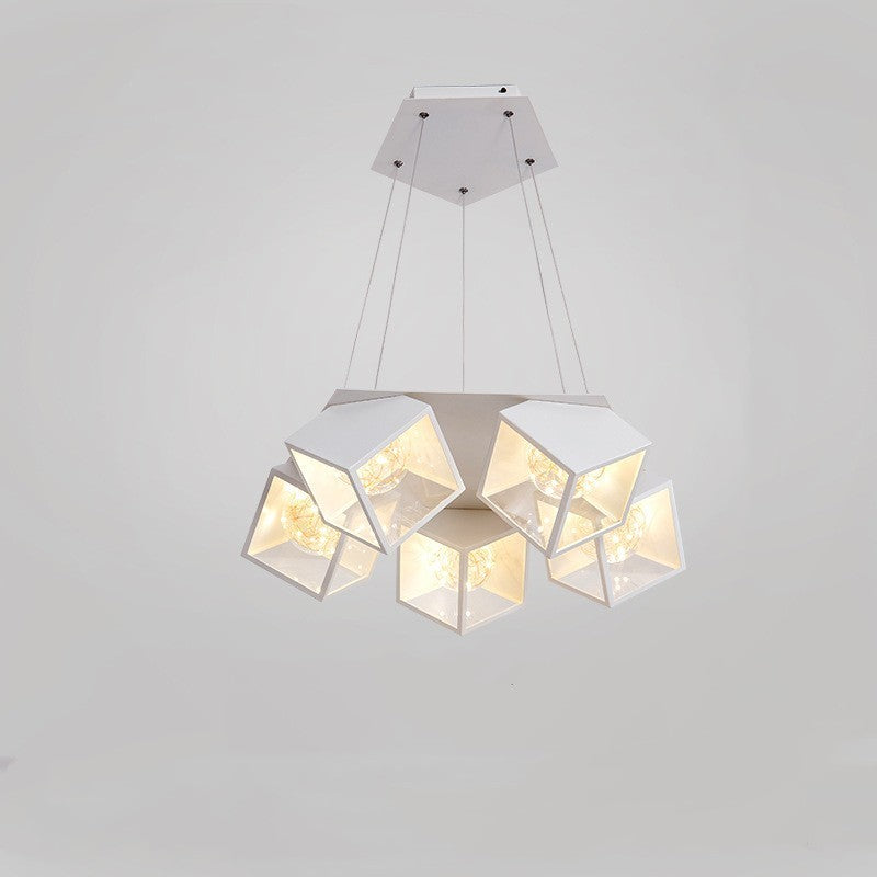 Nordic Star LED Chandelier – 5/7-Arm Iron Pendant Light (Black & White) – Duvencioglu