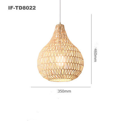 Handwoven Japanese Zen Rattan LED Chandelier – Multi-Size Straw Pendant – Duvencioglu