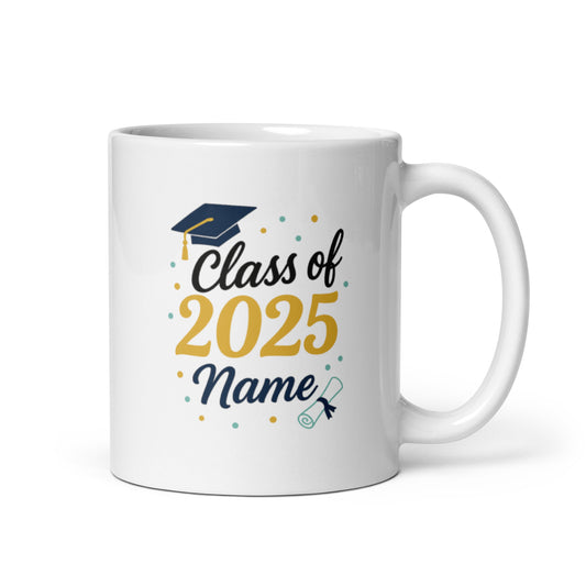 Minimal Class of 2025 Graduation Mug – Personalized Name Gift – Modern Senior Keepsake Coffee Cup – Duvencioglu