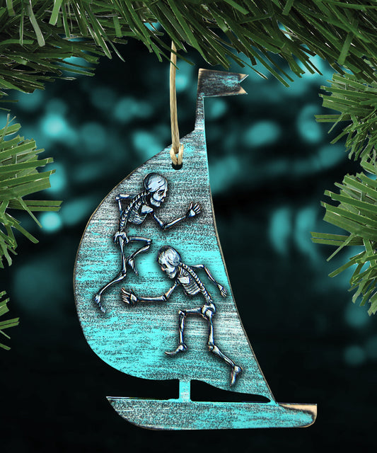Halloween Skeletons Sailboat Wooden Ornament - Handcrafted Keepsake by G. Debrekht (Made in USA) – Duvencioglu