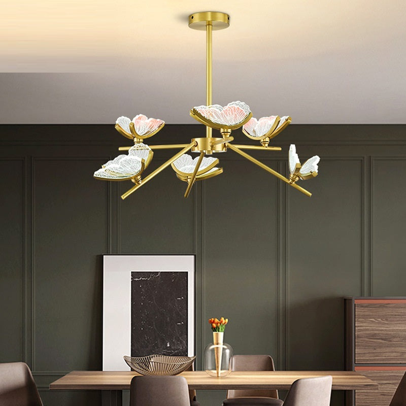 Luxury All-Copper LED Chandelier – Modern Minimalist Pendant – Duvencioglu