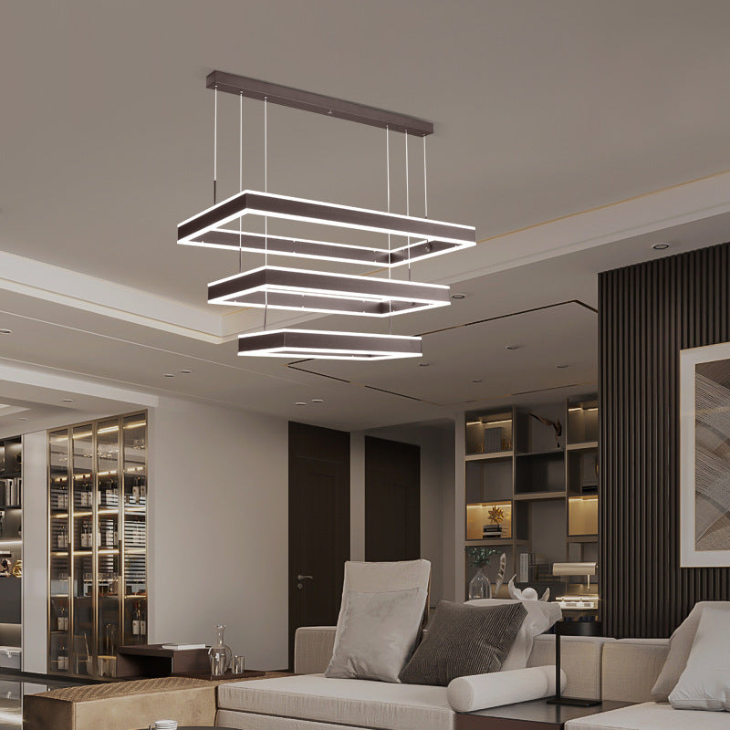 Minimalist Remote-Control LED Ring Chandelier – Single & Dual-Ring Pendant – Duvencioglu