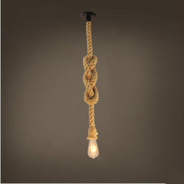 Retro Industrial Hemp-Rope Chandelier – Single & Double-Head Pendant – Duvencioglu
