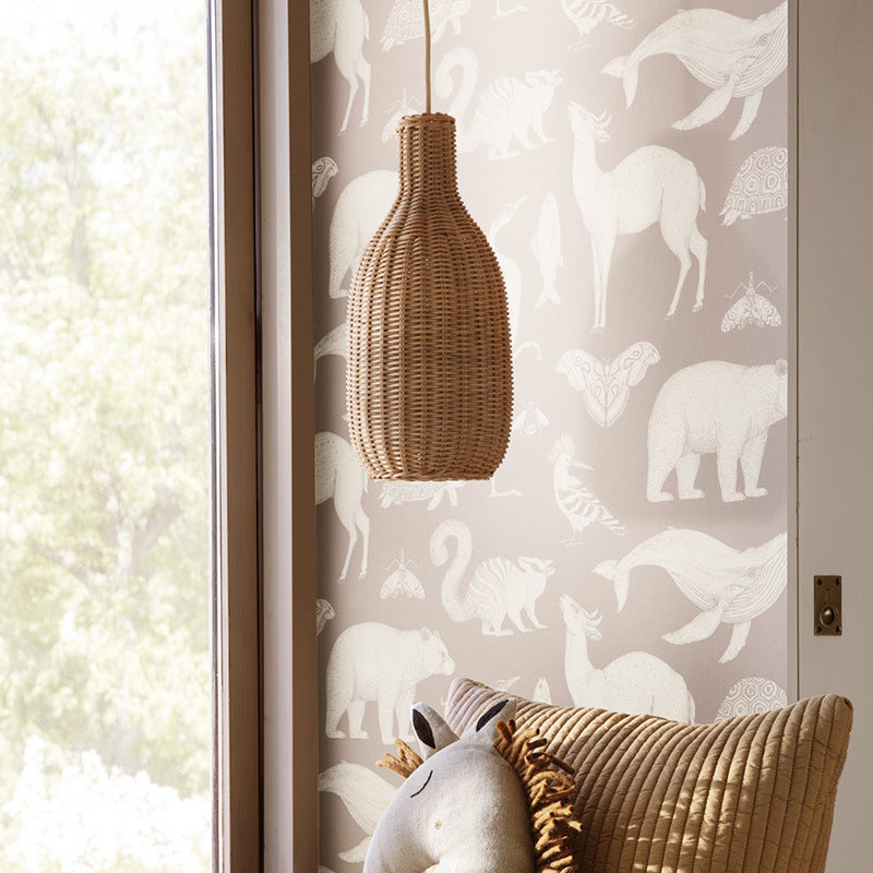 Nordic Handwoven Rattan Chandelier – Pastoral Pendant Light (Ø17×38 cm & Ø48×20 cm) – Duvencioglu