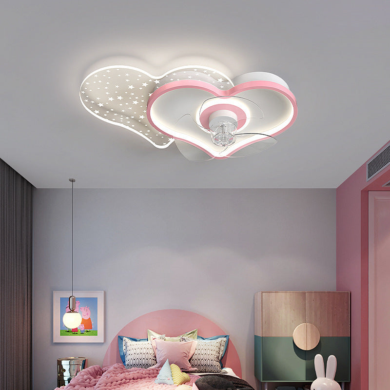 Love-Heart Fan & Chandelier – Children’s Room LED Ceiling Light – Duvencioglu