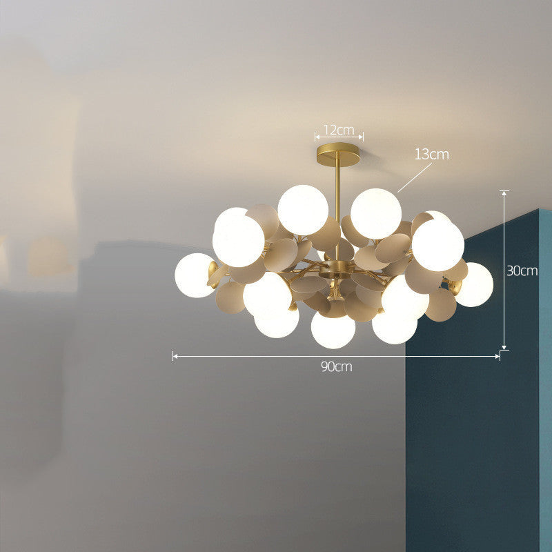 Nordic Minimalist Metal & Glass Chandelier – E27 Pendant Light (White/Grey/Color) – Duvencioglu
