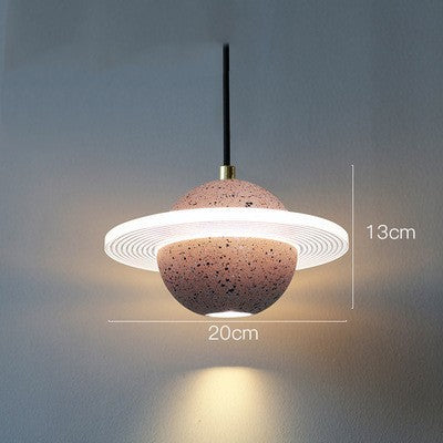 Modern Red Planet LED Chandelier – Single-Head Marble Pendant – Duvencioglu