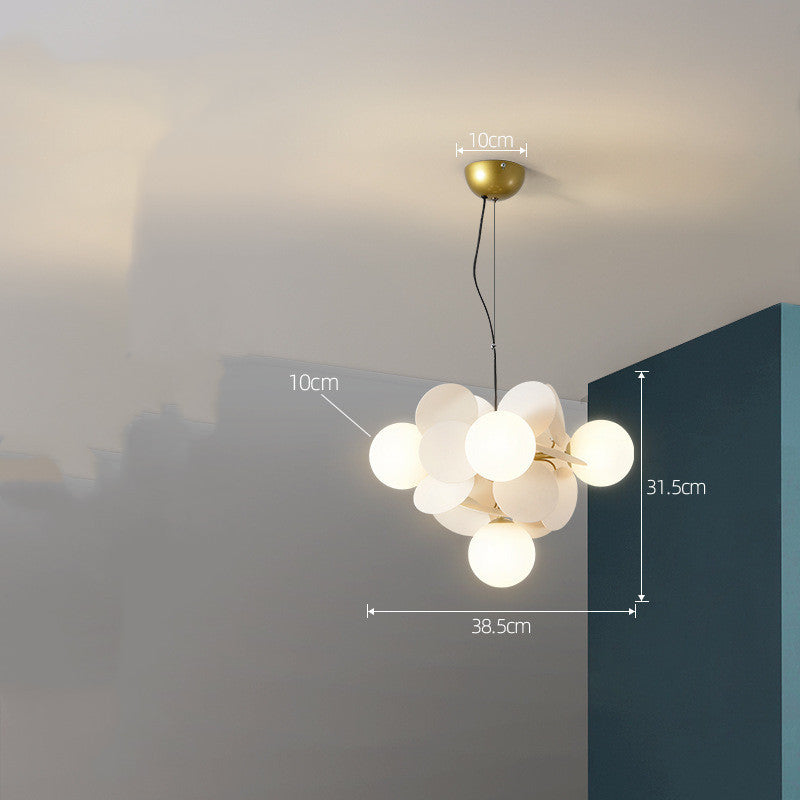 Nordic Minimalist Metal & Glass Chandelier – E27 Pendant Light (White/Grey/Color) – Duvencioglu