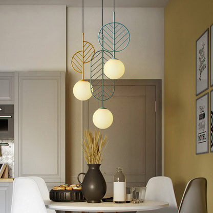 Nordic Macaron Leaf LED Chandelier – Half-Moon & Circular Pendant – Duvencioglu