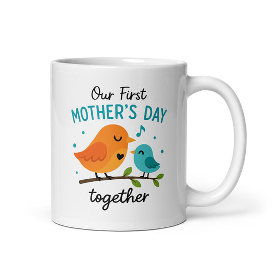 Our First Mother’s Day Mug – Cute Bird Mom and Baby – First Mother’s Day Together Gift – New Mom Coffee Cup – Colorful Animal Mug – Duvencioglu