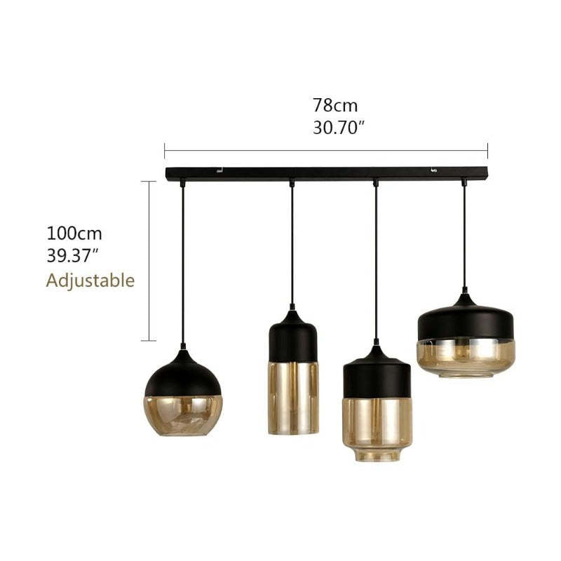 Modern Simplicity Glass Chandelier – Black Amber & Transparent – Duvencioglu