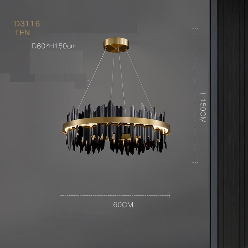 Postmodern Italian Luxury LED Chandelier – Ø 60/80 cm Organic Glass Pendant – Duvencioglu